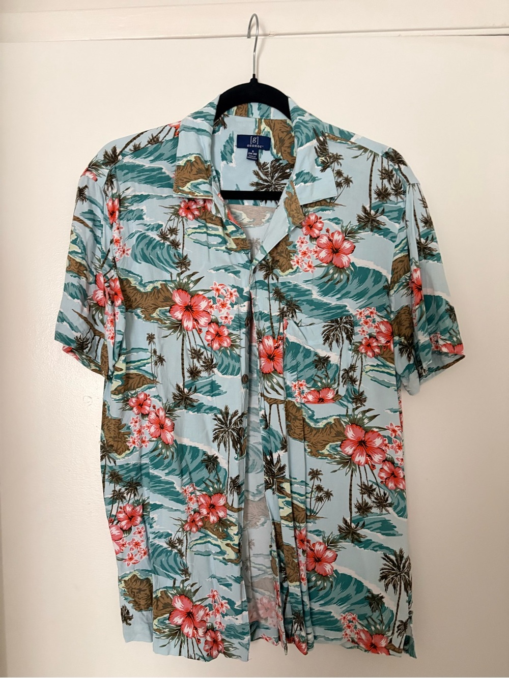 Light Blue Tropical Floral Camp Shirt